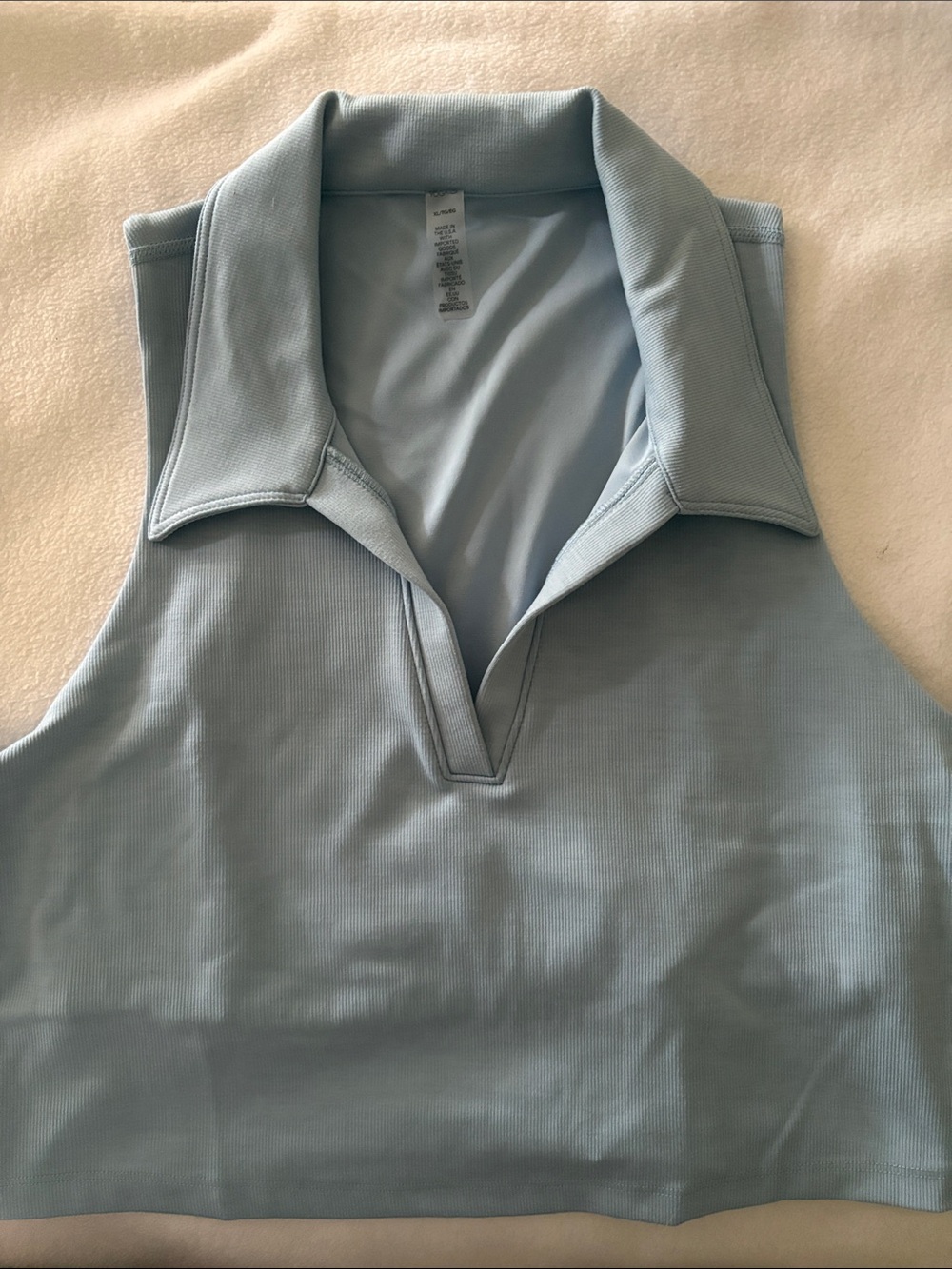 Beyond Yoga Sleeveless Polo Crop Top in Light Blue
